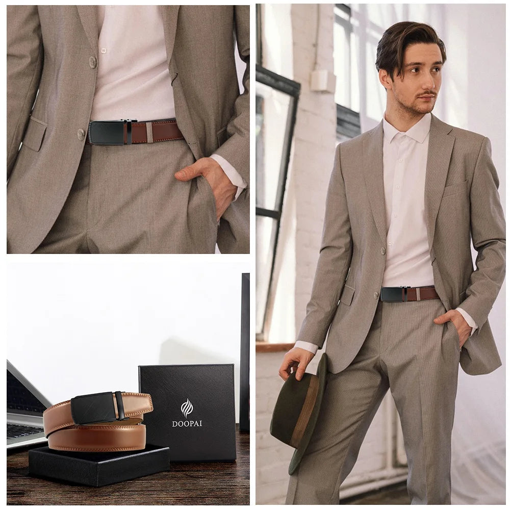 Mens Leather Belt Multiple Colors Automatic Available Belts Leisure Fashion Ratchet Belts for Men Pants Waistband