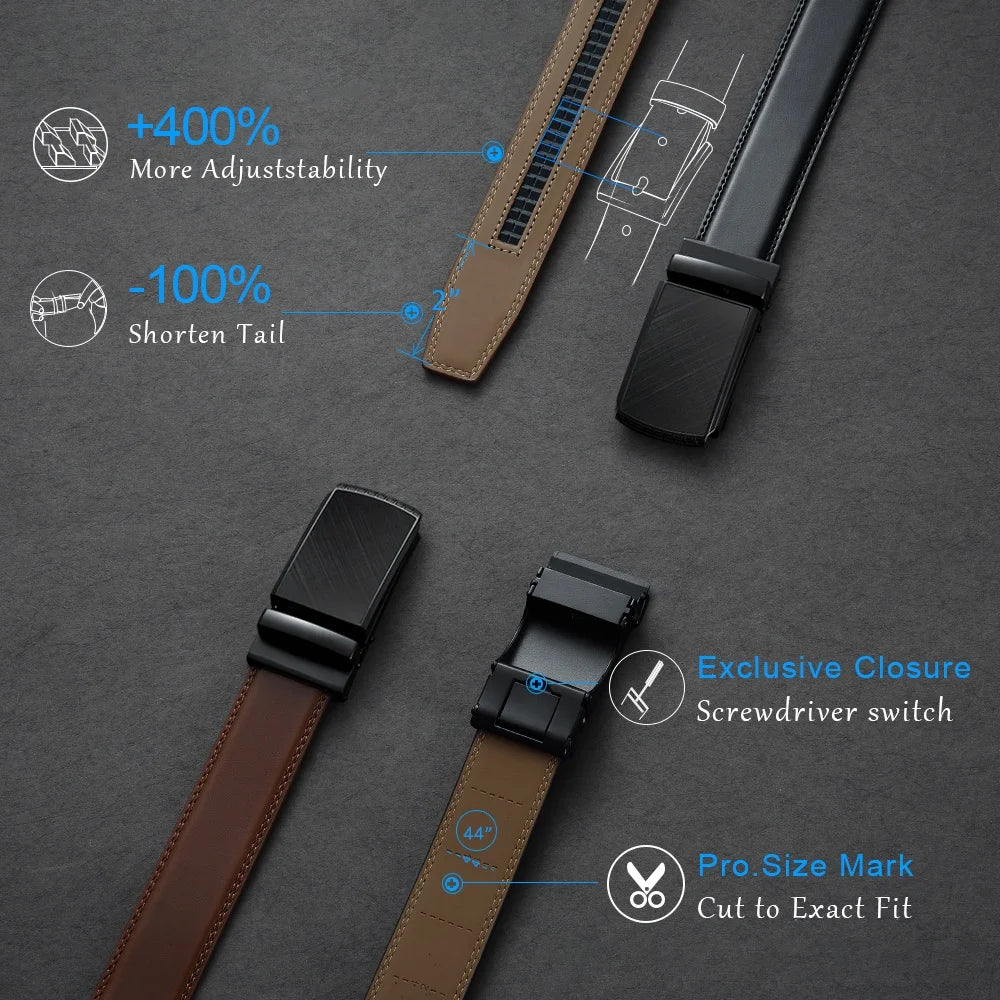 Mens Leather Belt Multiple Colors Automatic Available Belts Leisure Fashion Ratchet Belts for Men Pants Waistband